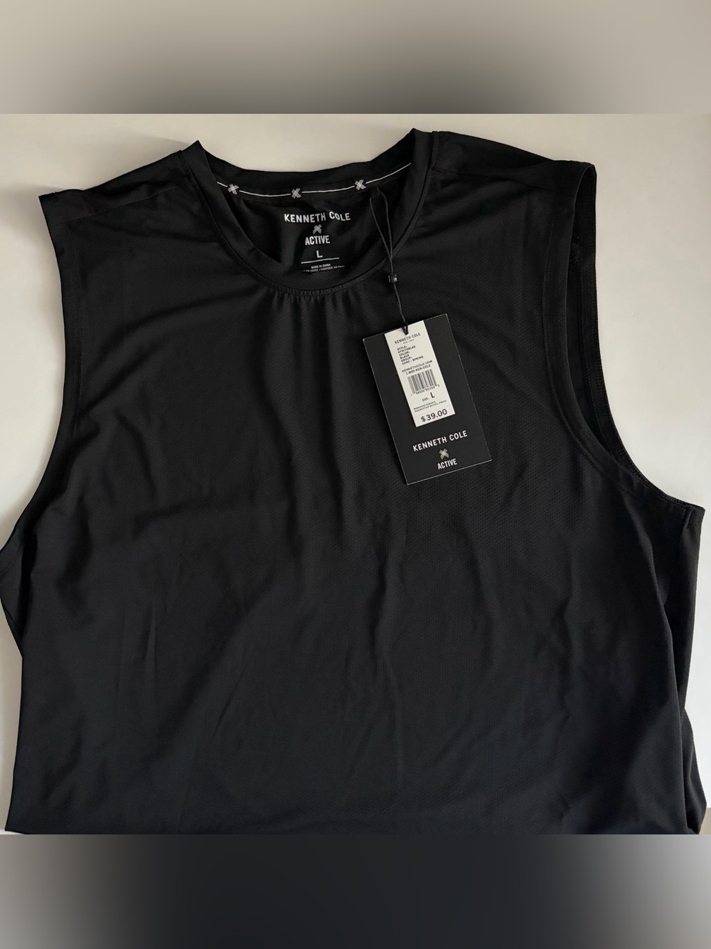 Kenneth Cole Tech Muscle Tee Stretch Nylon Silky Mesh Wicking Black Large NWT